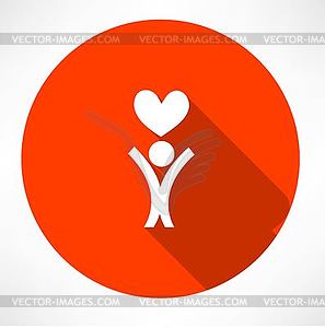 Happy man in love icon - vector image