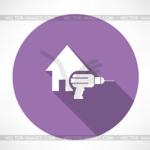 House and drill icon - vector image