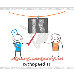 Orthopaedist patient shows an X-ray - vector EPS clipart