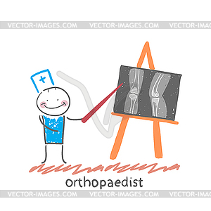 Orthopaedist shows an X-ray - vector image