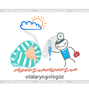 Otolaryngologist offers nasal drops - vector image