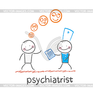 Psychiatrist says patient`s illness - vector clipart