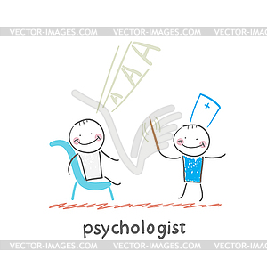 Psychologist conducts stick, and patient screams - vector image