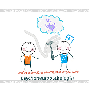 Psychoneuropathologist speaks with patient about - vector image