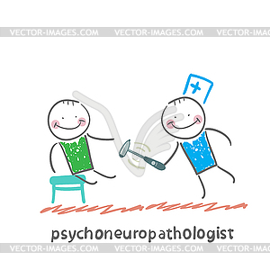 Psychoneuropathologist check patient`s nerves - vector clipart