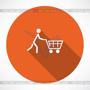 Man with trolley icon - vector clipart