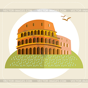 Римский Колизей значок плоским - иллюстрация в векторном формате
