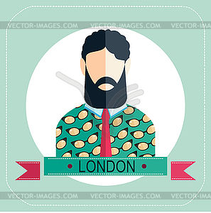 London man ICON FLAT - vector clip art