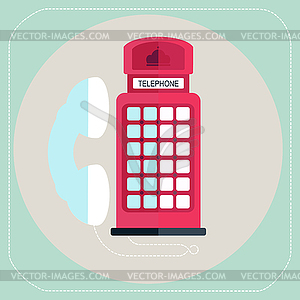 Red telephone box icon - vector image