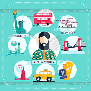 New york icon set - vector image