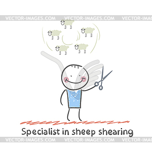 Specialist sheep shearing - vector clipart