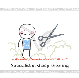 Specialist sheep shearing - vector clip art