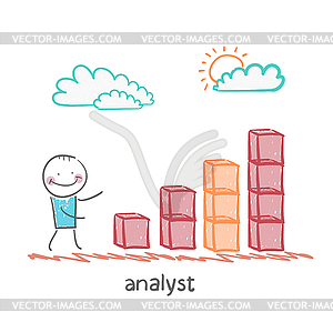 Analyst close to schedule - vector clip art