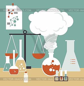 Desktop scientist chemist - vector clipart