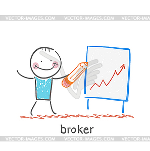 Broker draws graph - vector clipart / vector image