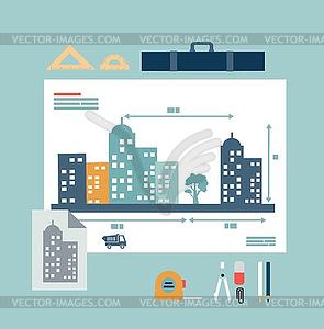 Architect drawings - vector clipart