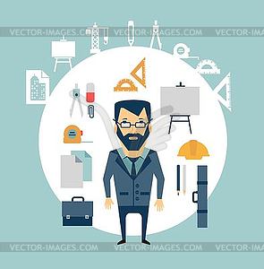 Architect of working tools - vector clipart