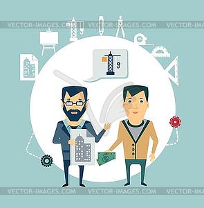 Architect talking to customer - vector image