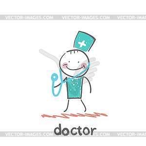 Doctor with stethoscope - vector clip art