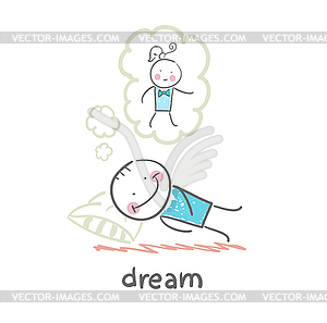 Man dreams with woman - vector clipart