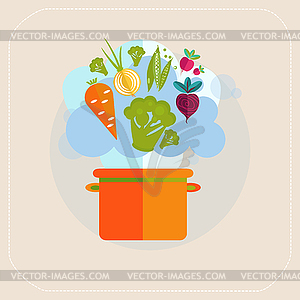 Healthy pan and vegetables icon - vector image