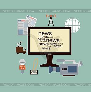 Journalist says TV news - vector clipart