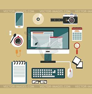 Desktop photographer - color vector clipart