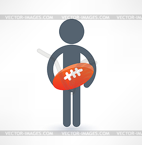 American football player icon. Logo design - vector clipart