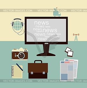 News of journalist on Computer - vector clipart