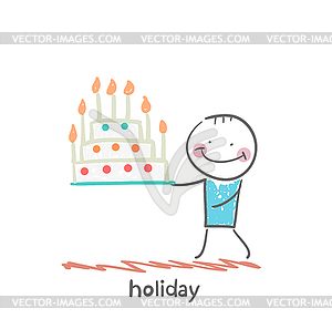 Holiday with cake - vector clipart