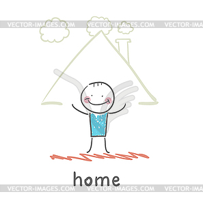 Person in house - vector image