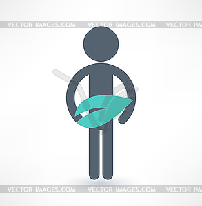 Eco man icon. Logo design - vector image
