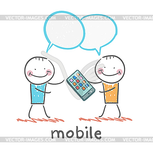 People are talking about mobile - vector clip art