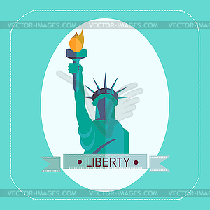 НЬЮ-ЙОРК Статуя Свободы ICON FLAT - цветной векторный клипарт