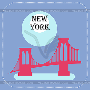 New York City Manhattan Bridge icon flat - vector clipart