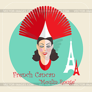 French cabaret, cancan, Moulin Rouge icon - vector clipart