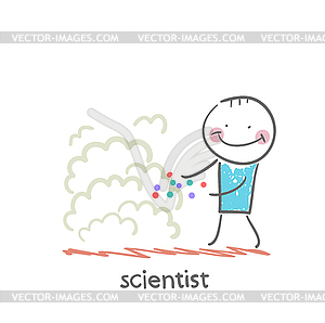 Scientist conjures with numbers - vector EPS clipart