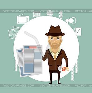 Journalist holding newspaper - royalty-free vector image