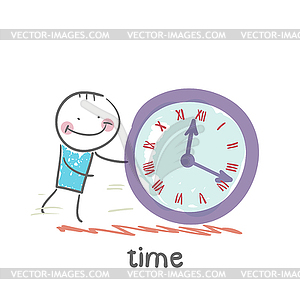 Man controls time - vector clipart