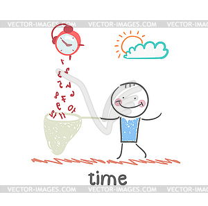 Man catches time - vector clipart