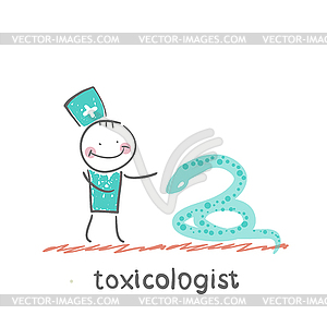 Toxicologist and snake - vector image