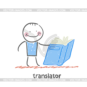 Translator reads book - vector image