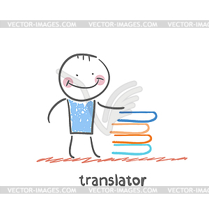 Translator reads book - vector image