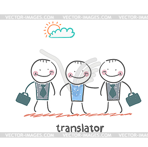 Translator helps foreign businessmen - vector clipart