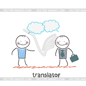 Translator speaks with businessman - vector image