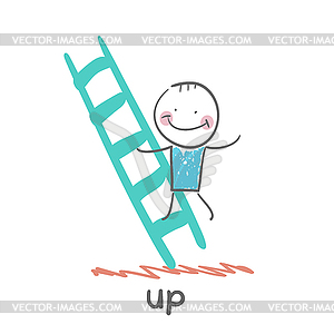 Man climbs stairs - vector image