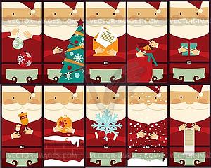 Set of pictures with Santa Claus - vector clipart