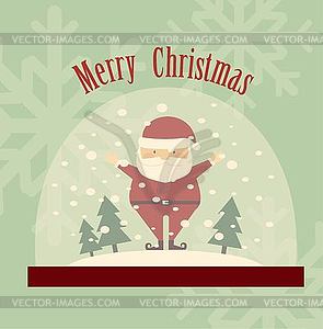 Santa Claus in glass toy wishes Merry Christmas - vector image