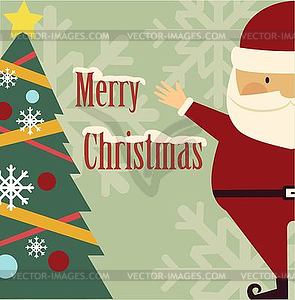 Santa Claus standing next to Christmas tree - vector clipart / vector image