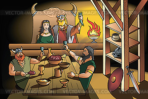 Vikings feast - vector clip art